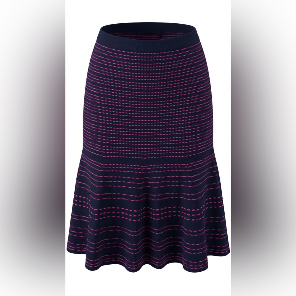 Oscar de la Renta Navy and Pink A-Line Skirt Brand NEW